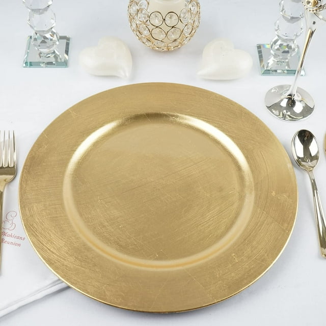 TABLECLOTHSFACTORY 6 Pcs Plaques de Chargeur Rondes Dorées 13 Pouces pour Décoration de Table