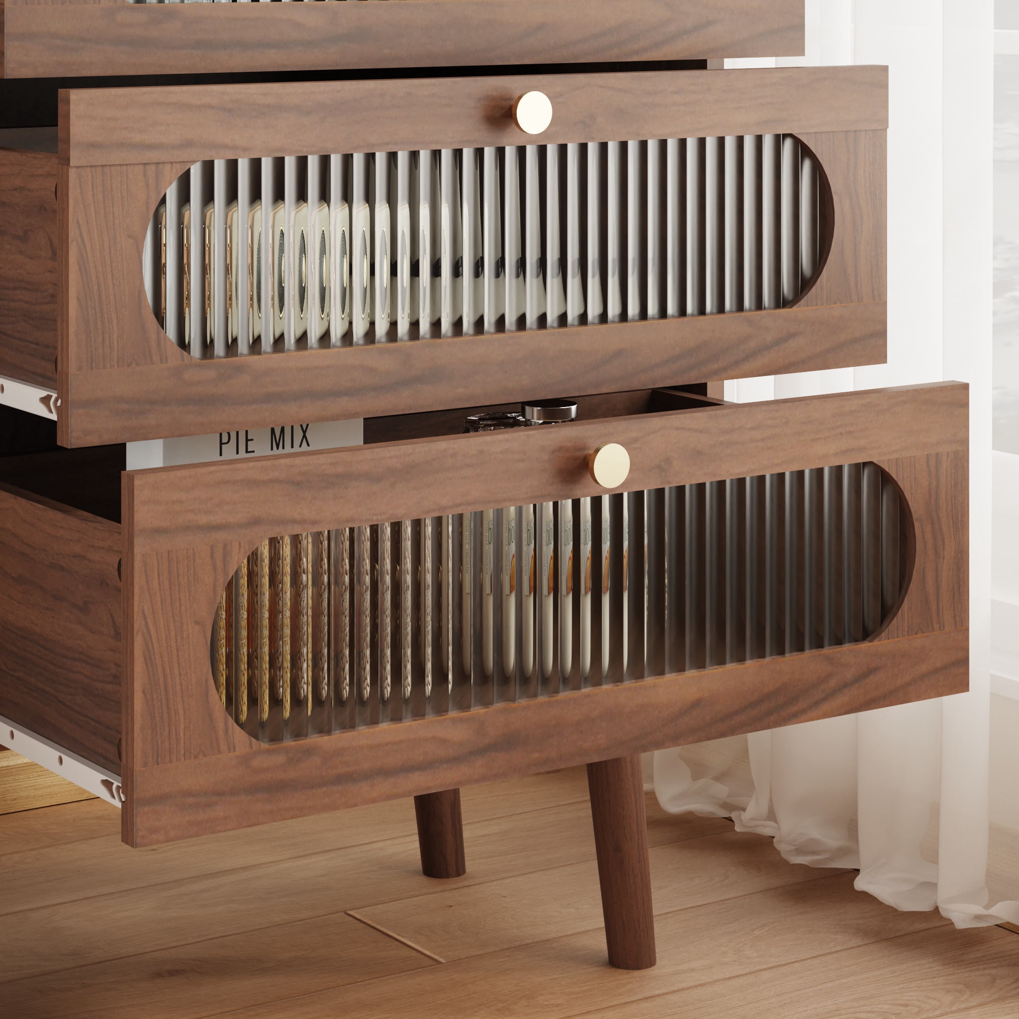 Noble House Accent Storage Cabinet with 3 Drawers, Sideboard for Living Room, Entryway, Natural