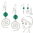 thumbnail image 5 of Beautiful Handmade Hammered Swirl Sterling Silver Beaded Earrings - Teal Glass, 5 of 5