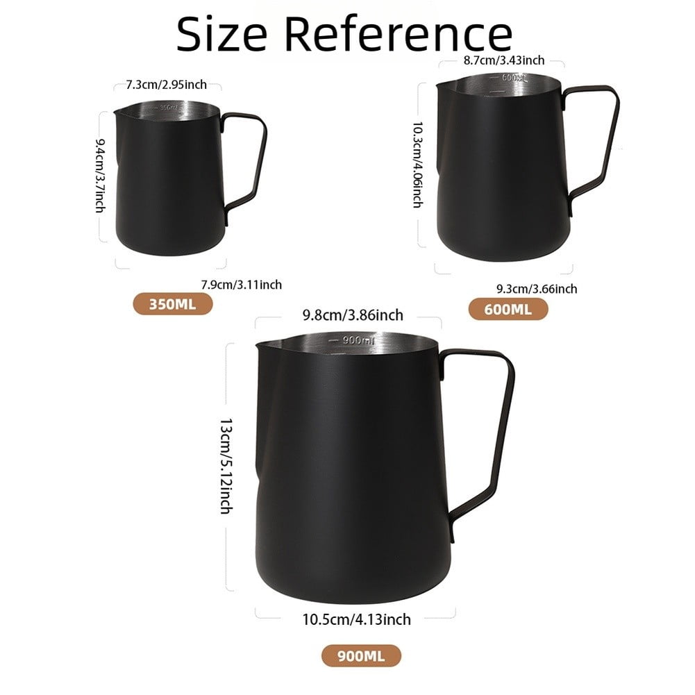 Stainless Steel Milk Frothing Pitcher 350Ml 600Ml 900Ml With Measurement Scale