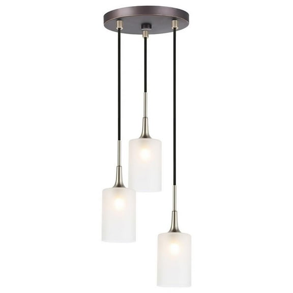 Woodbridge Lighting Chelsea 3-Light Opal Glass Cluster Pendant in Nickel/Bronze
