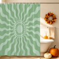 thumbnail image 3 of Bohemia Shower Curtain, Waterproof Shower Curtains for Bathroom, Retro Abstract Simple Sun Sunshine Aesthetic Green Washable Fabric Bathtub Curtain Set Bath Decor with 12 Hooks Standard 72"x72", 3 of 8