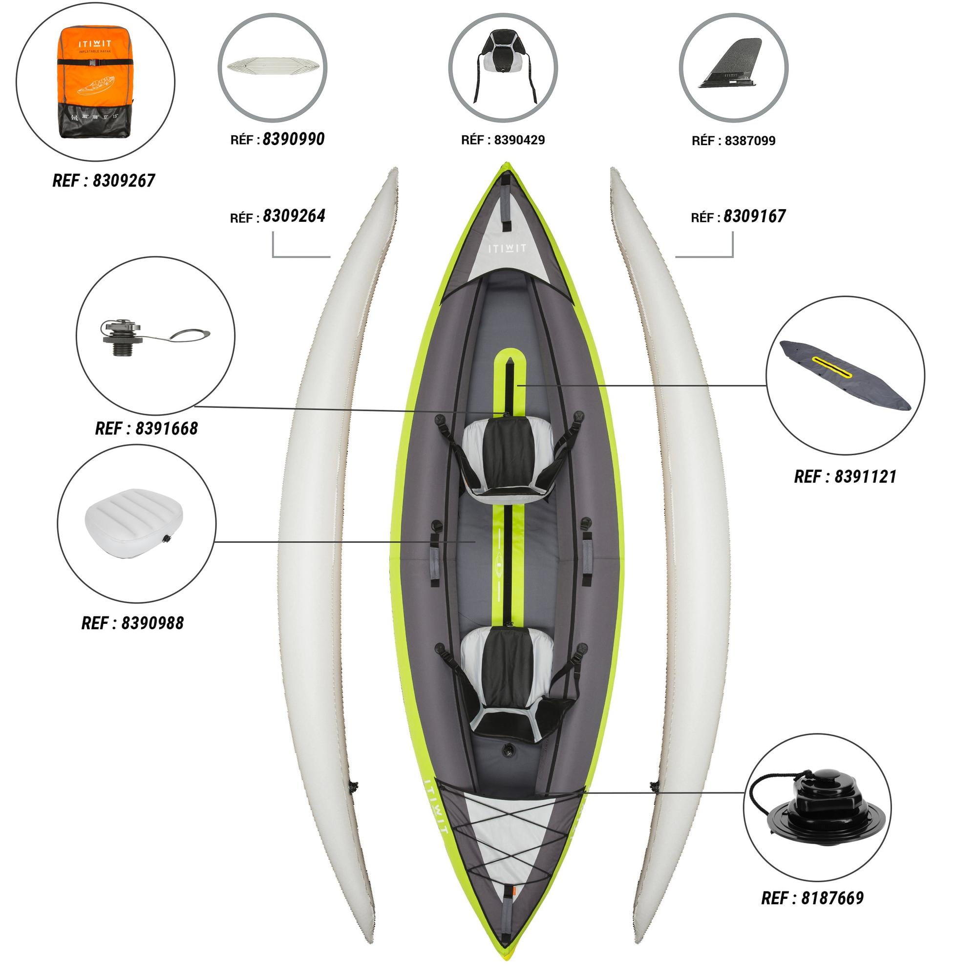 Decathlon Inflatable Recreational Sit Kayak with Pump, 1 or 2 Person, Green - Walmart.com