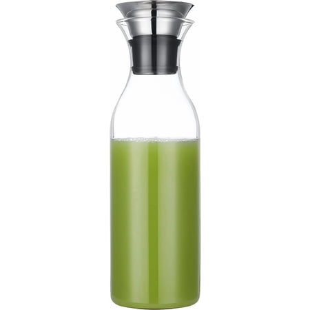 Karafu 50 Ounces/1.5 Liter Glass Carafe with Lid, Borosilicate Pitcher for Hot/Cold Water, Ice Tea and Juice Beverage