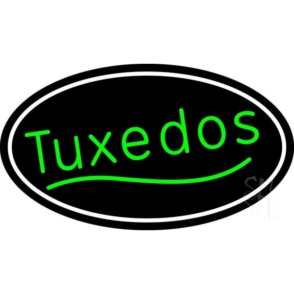 Oval Green Tuxedos LED Neon Sign 20" Tall x 37" Wide - inches, Black Square Cut Acrylic Backing, with Dimmer - Premium built indoor Sign for Storefront, Store interior, Studio.
