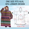thumbnail image 4 of Oversized Wearable Blanket Hoodie,Purple Boho Tribal Stripes and Hearts Pattern Sherpa Blanket Hoodie with Super Pockets,Super Warm Fuzzy Pullover for Women & Men, 4 of 6