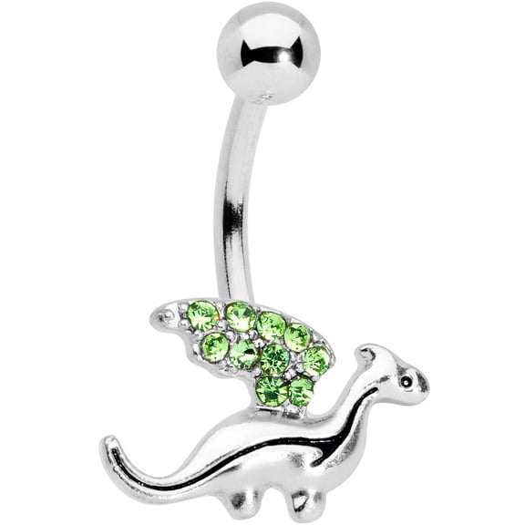 Body Candy Womens 14G 316L Stainless Steel Navel Ring Piercing Green Accent Dragon Belly Button Ring