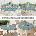 thumbnail image 7 of Elasticized Hem Boho Style Tablecloth - Floral Print Fits 52-56 Inch Round Tables - Stretchable Dining Table Cover, 7 of 7