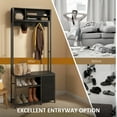 thumbnail image 4 of HOMCOM 5-in-1 Hall Tree with Bench and Shoe Storage, Entryway Bench with Coat Rack, 3 Storage Compartments, 2 Fabric Drawers, Distressed Black, 4 of 9