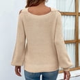 thumbnail image 2 of Vedolay Fall Tops for Women Fall Sweaters Round Neck Striped Cute Winter Pullover Sweaters,Khaki M, 2 of 5