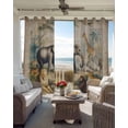 thumbnail image 6 of Coastal Animals Blackout Curtains for Bedroom Living Room Darkening Curtains 54 Inch Long Vintage Ocean Natural Palm Tree Short Curtain for Small Window Treatment Insulated Grommet Drapes 52"x54"x2, 6 of 9