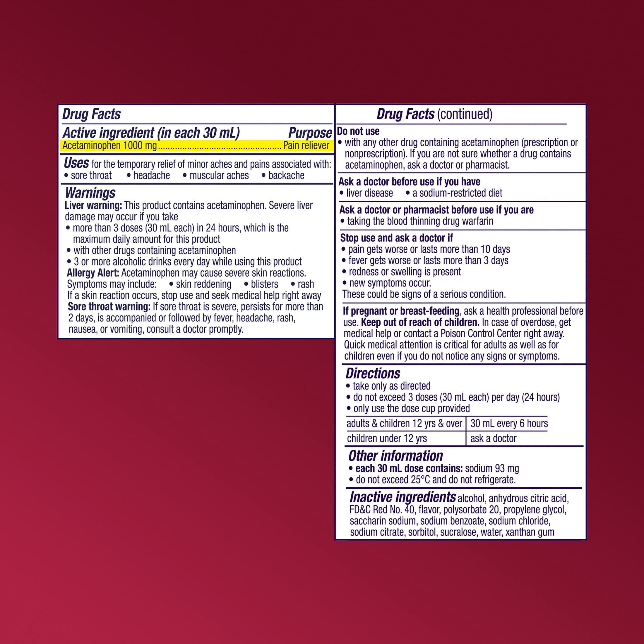 Vicks PainQuil Pain Relief Liquid, Acetaminophen 1000mg Pain Reliever, 12 fl oz