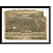 Historic Framed Print, NH Nashua 1883 MAP, 17-7/8" x 21-7/8"