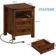 thumbnail image 2 of Joaxswe Nightstand with Charging Station, Bedside Table Night Stand with 2 Storage Drawers for Bedroom, Brown, 2 of 9
