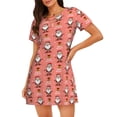 thumbnail image 1 of Balery Merry Christmas Santa Claus Camisón de manga corta con cuello redondo para mujer, cómodo y elegante., 1 of 6