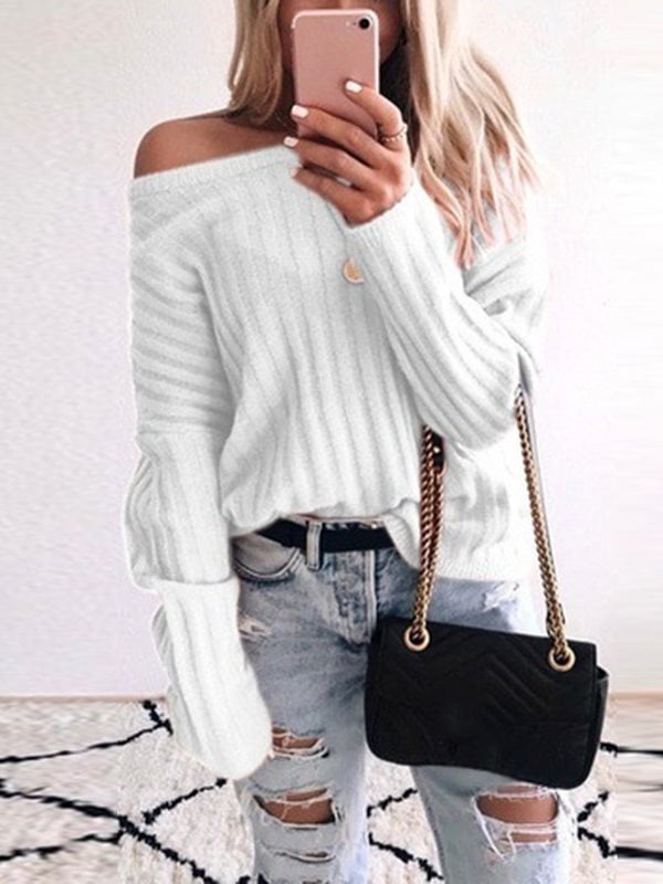 cross wrap off shoulder solid jumper
