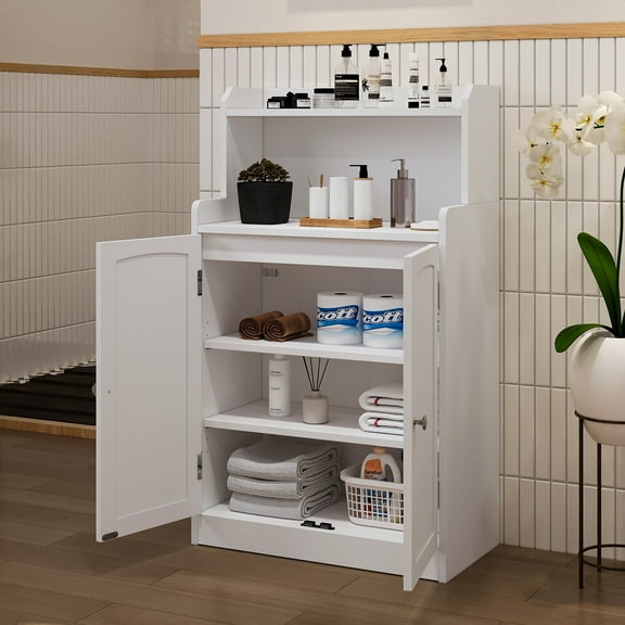 40 Inch Bathroom Cabinets Freestanding with 2 Doors,Bathroom Storage Cabinet Bathroom Organizer Suitable for Bathrooms, kitchens,Living rooms,White