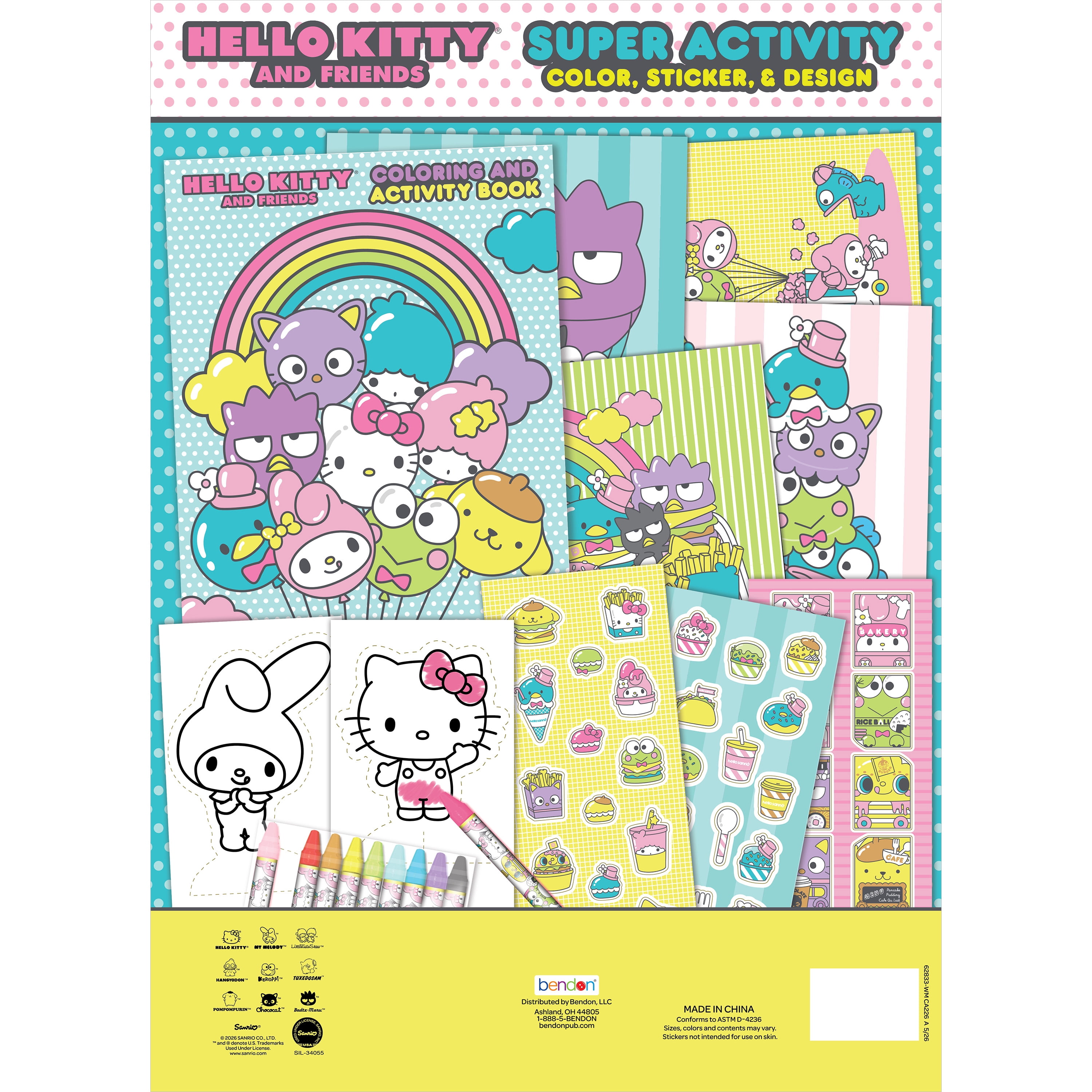Hello Kitty Gift Set with Coloring Book, Posters, Stickers, Crayons, Punch-Out Characters