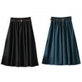 thumbnail image 3 of FANTADOOL Elegant Women High Waist Pleated Skirt Vintage Fashion A Line Ladies Skirts Solid Color Wine Red, 3 of 3