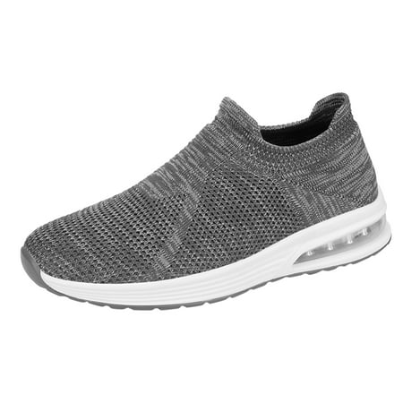 Sngxgn Men s Slip On Walking Shoes Lightweight Casual Knit Loafer Sneakers Comfortable Mesh Work Athletic Shoes for Men Breathable(Grey 11)
