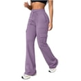 thumbnail image 5 of Ihhxva Women's Slim Fit Cargo Pants Elastic Waist Multi-Pockets Yoga Stretch Summer Casual S-2XL, 5 of 8