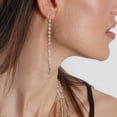 thumbnail image 2 of Humble Chic CZ Drop Earrings for Women - Long Gold Statement Duster Earrings, 2 of 9