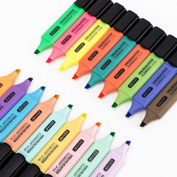 ZEYAR Highlighter Pastel Colors Chisel Tip Marker Pen, Assorted Colors