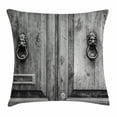 thumbnail image 1 of Rustic Throw Pillow Cushion Cover, Black and White Photography of Tuscany House Doorway Florence with Lion Head Handlers, Decorative Square Accent Pillow Case, 24 X 24 Inches, Grey, by Ambesonne, 1 of 2