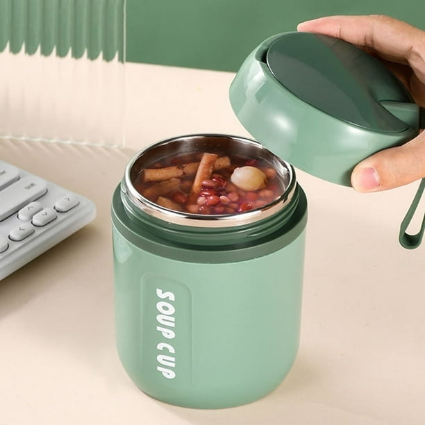 Tcwhniev Frasco de Comida con Aislamiento Al Vacío con Cuchara, 16.2 oz Frascos de Comida Caliente Thermos Aislados Al Vacío para Almuerzo Thermos a Prueba de Fugas, Tazón Térmico Portátil para Sopa
