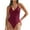 Wine, variant on Mgmyaa One Piece Bathing Suit for Women Tummy Control V Neck Swimsuit Sleeveless Swimwear Pink M