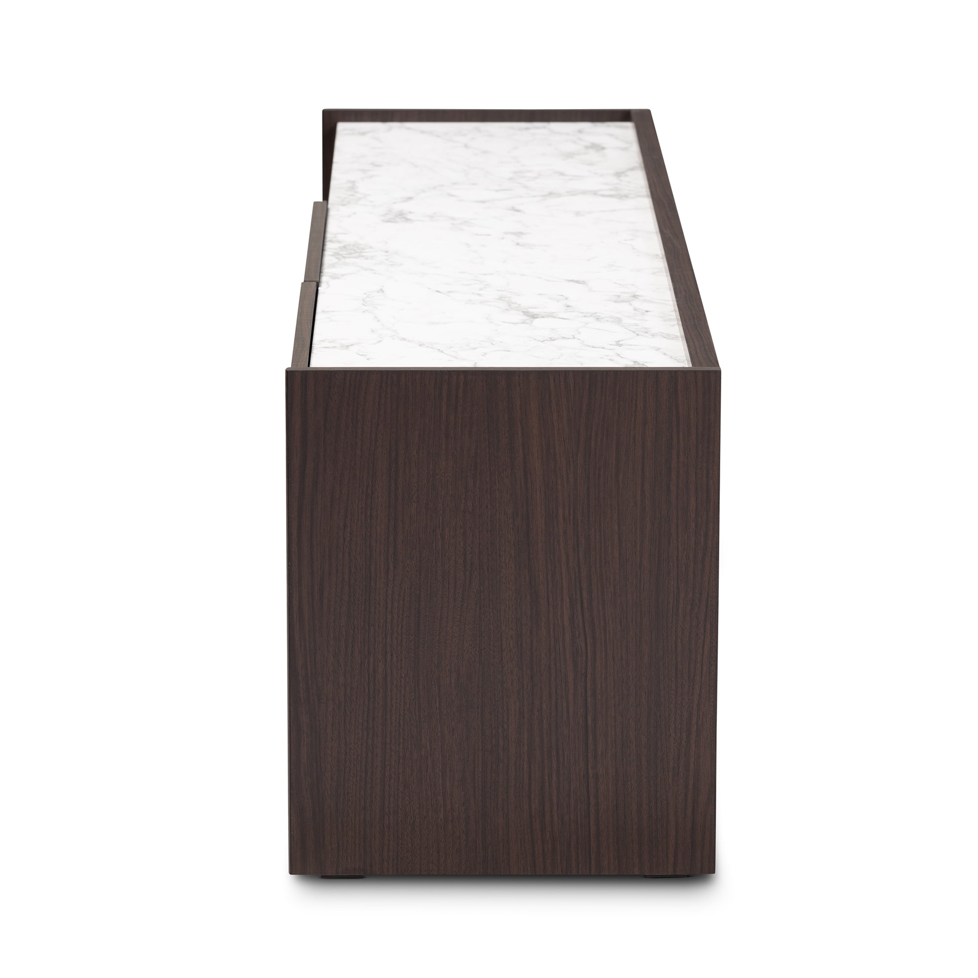 Baxton Studio Walker Modern and Contemporary Dark Brown and Gold Finished Wood TV Stand with Faux Marble Top