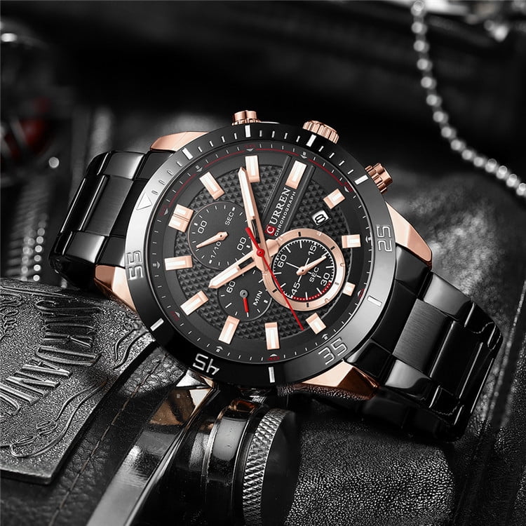 CURREN New Style Watches for Men Sport Stainless Steel Wristwatches with Luminous Point Quartz Movement Clock for Male