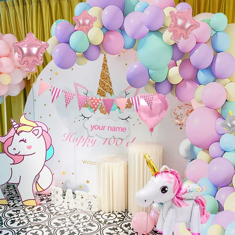 Unicorn Rainbow Birthday Party Decorations - Custom Name Banner