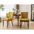 thumbnail image 6 of ODUSE-DAILY Gold Dining Chairs Set of 2, Kitchen & Dining Room Chairs, Fabric Upholstered Dinning Chairs, Wooden Dining Table Chairs, Sillas De Comedor, Nailhead Trim, Wood Legs (Yellow, 2 Pcs), 6 of 12