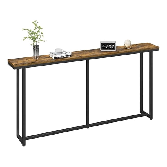 Alpinel Narrow Console Table with Sturdy Metal Frame, 63 Inch Extra Long Entryway Sofa Table for Behind Couch, Hallway, Living Room, Rustic Brown