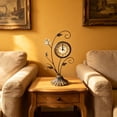 thumbnail image 4 of Hovilon Vintage Floral Table Clock, Silent Non-Ticking Antique Desk Clock, Wrought Iron Butterfly Decorative Ornament for Bedroom Living Room Shelf, Classic Home Decor Centerpiece Gift, Black, 4 of 6