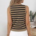 thumbnail image 6 of BYHONG Women's Striped Cropped Tank Top Dressy Sleeveless Button-Up Vest Womens Blouses Summer Cardigan Style Tops Coffee XL, 6 of 7