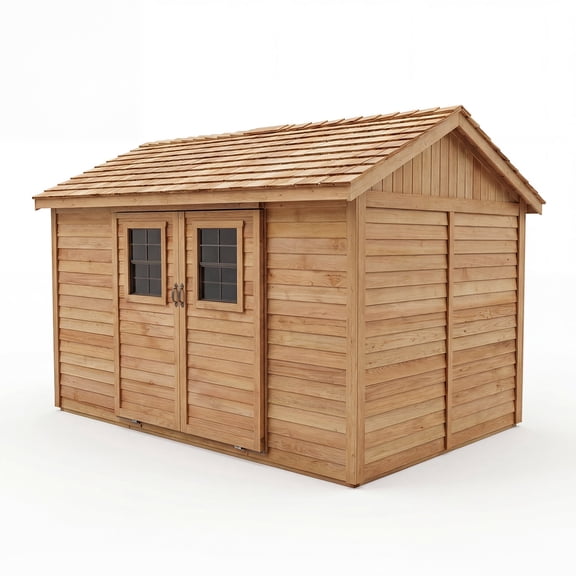 Outdoor Living Today Western Red Cedar Gardening Supplies Storage Storage Shed Kit with Hardware, 105 in x 148 in x 110 in, Brown