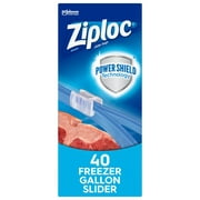 Ziploc Brand Slider Gallon Freezer Bags, with Power Shield Technology, 40 Count