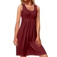 thumbnail image 1 of B91xZ Robes pour Femmes 2024 Col Carré Sans Manches Dos Nu à Nouer Robe Décontractée Ligne A, Vin L, 1 of 5