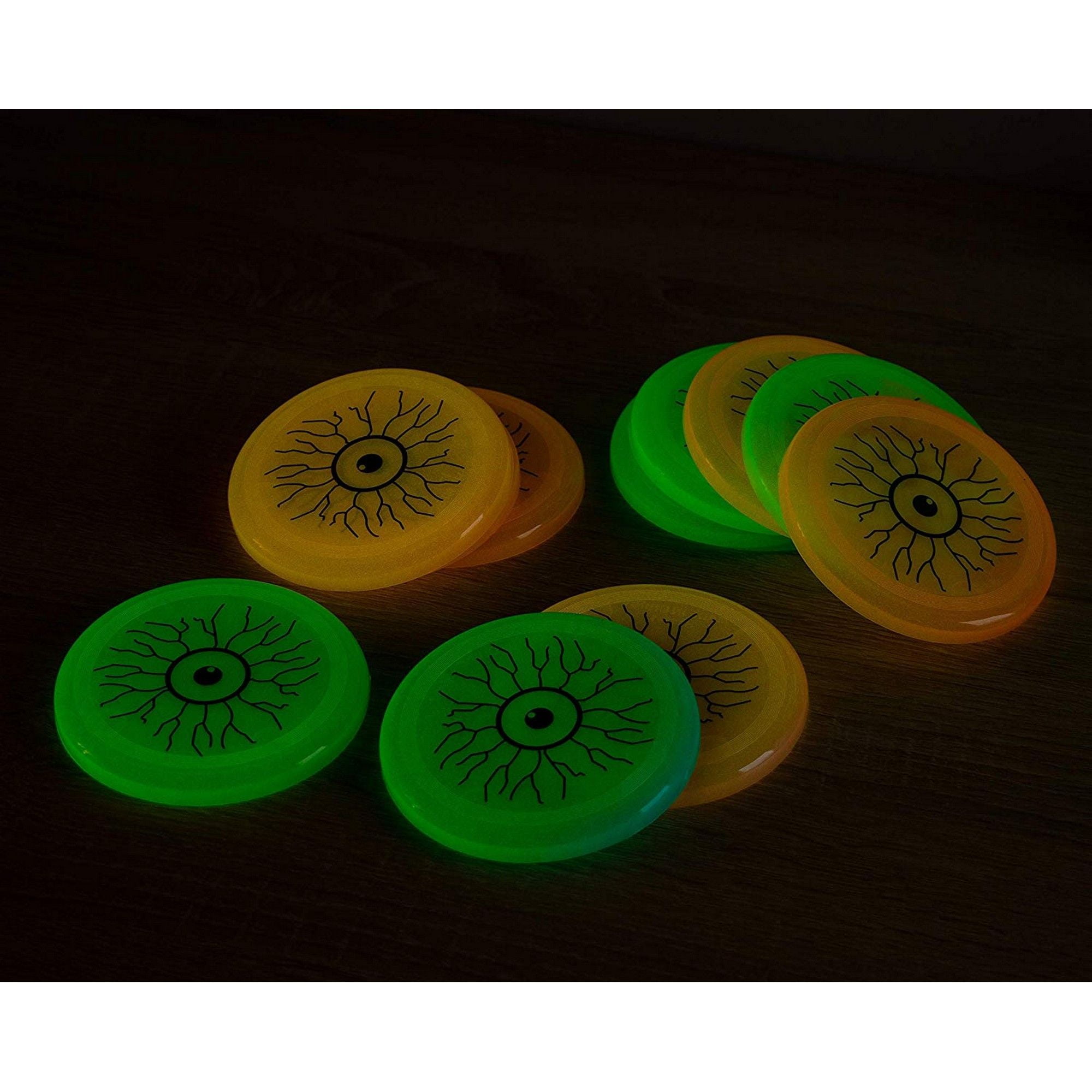 Juvale Mini Flying Discs - 12-Pack Halloween Glow in The Dark Miniature ...
