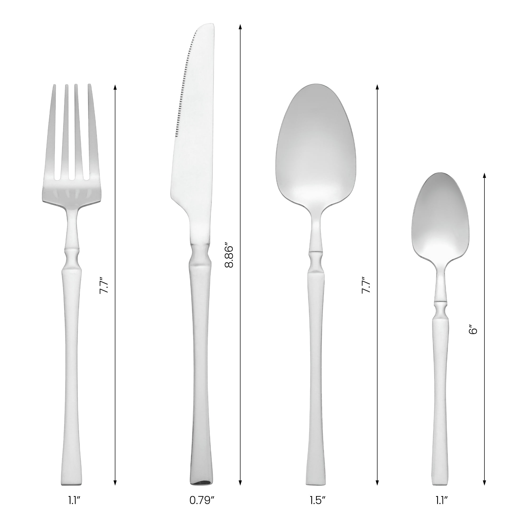 Unique Bargains Stainless Steel Silverware Set with Spoons and Forks Silver 4 Pcs