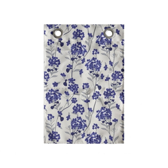 Floral Hanging Pocket Organizer, Print of Simple Romantic Tiny Flowers Calm Tones Repeating Pattern, Printed Polyester Storage Bag with Pockets, 14" x 20", Pale Grey and Dark Lavender