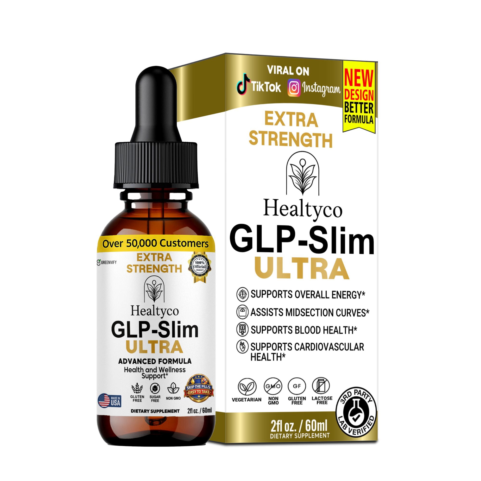 GreenVify Healtyco GLP-Slim Ultra Liquid Drops – Daily Metabolism & Weight Management Support, Easy-to-Use Liquid Supplement