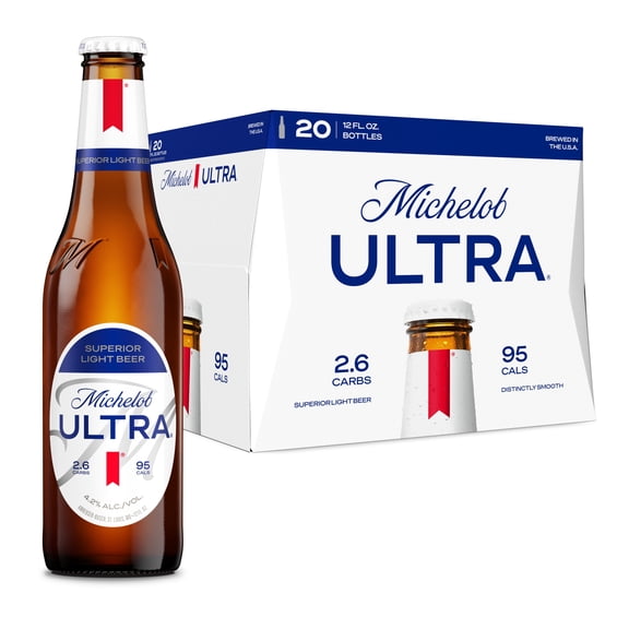 Michelob ULTRA Superior Light American Lager Beer, 20 pack 12 fl oz Glass Bottles 4.2% ABV