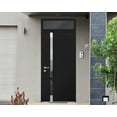 thumbnail image 3 of Front Exterior Prehung Steel Door / Cynex 6777 Black / Top Exterior Window / Stainless Inserts Single Modern Painted-W36" x H80+16"-Right-hand Outswing, 3 of 7