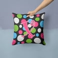 thumbnail image 2 of Letter X Initial Monogram - Polkadots and Pink Fabric Decorative Pillow, 2 of 4