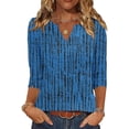 thumbnail image 2 of Ruimatai Women's Casual V Neck Blouses 3/4 Sleeve Pleated Tunic Tops for Summer Daily Work Wear, 2 of 8