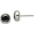 thumbnail image 1 of Stainless Steel Polished 6mm Bezel Black Cz Stud Post Earrings (7.85 X 7.87) Made In China sre1074, 1 of 5