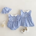 thumbnail image 4 of Body Floral con sombrero para niñas, ropa de verano para bebés, cuello Peter Pan, vestido de una pieza para niñas, traje de hermana, 4 of 6